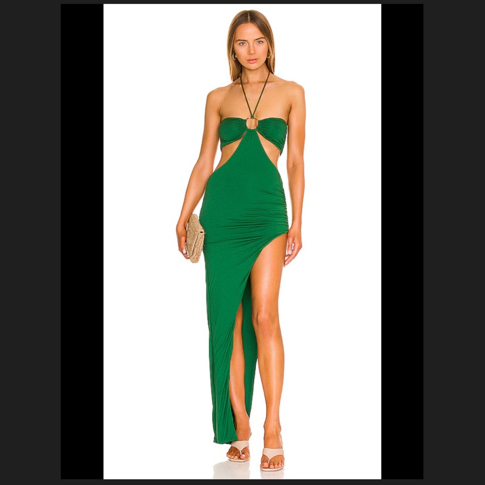 Indah Celia Bandeau Cut Out Maxi Dress in Clover green